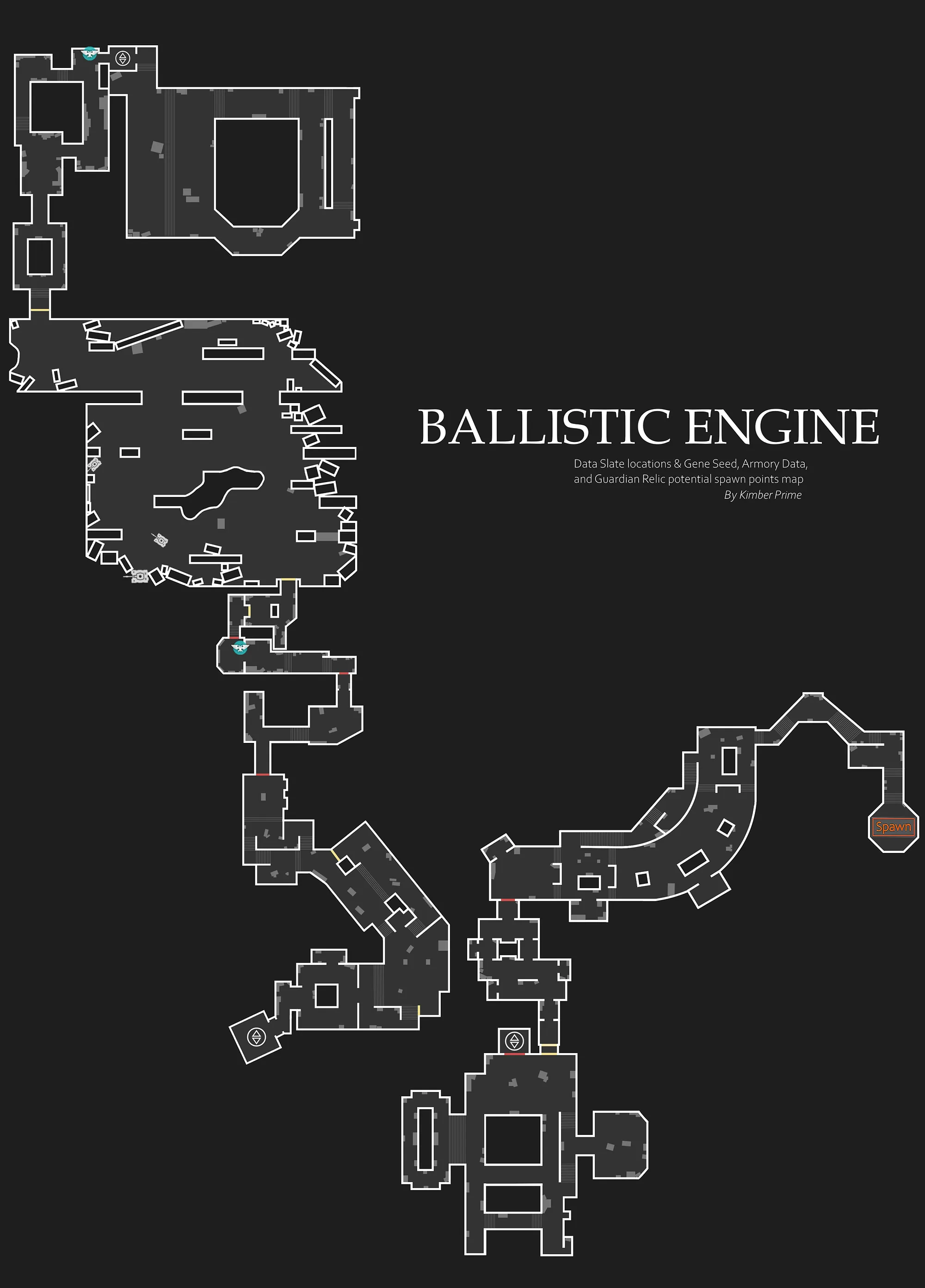 Ballistic Engine tactical map — spawn and item locations