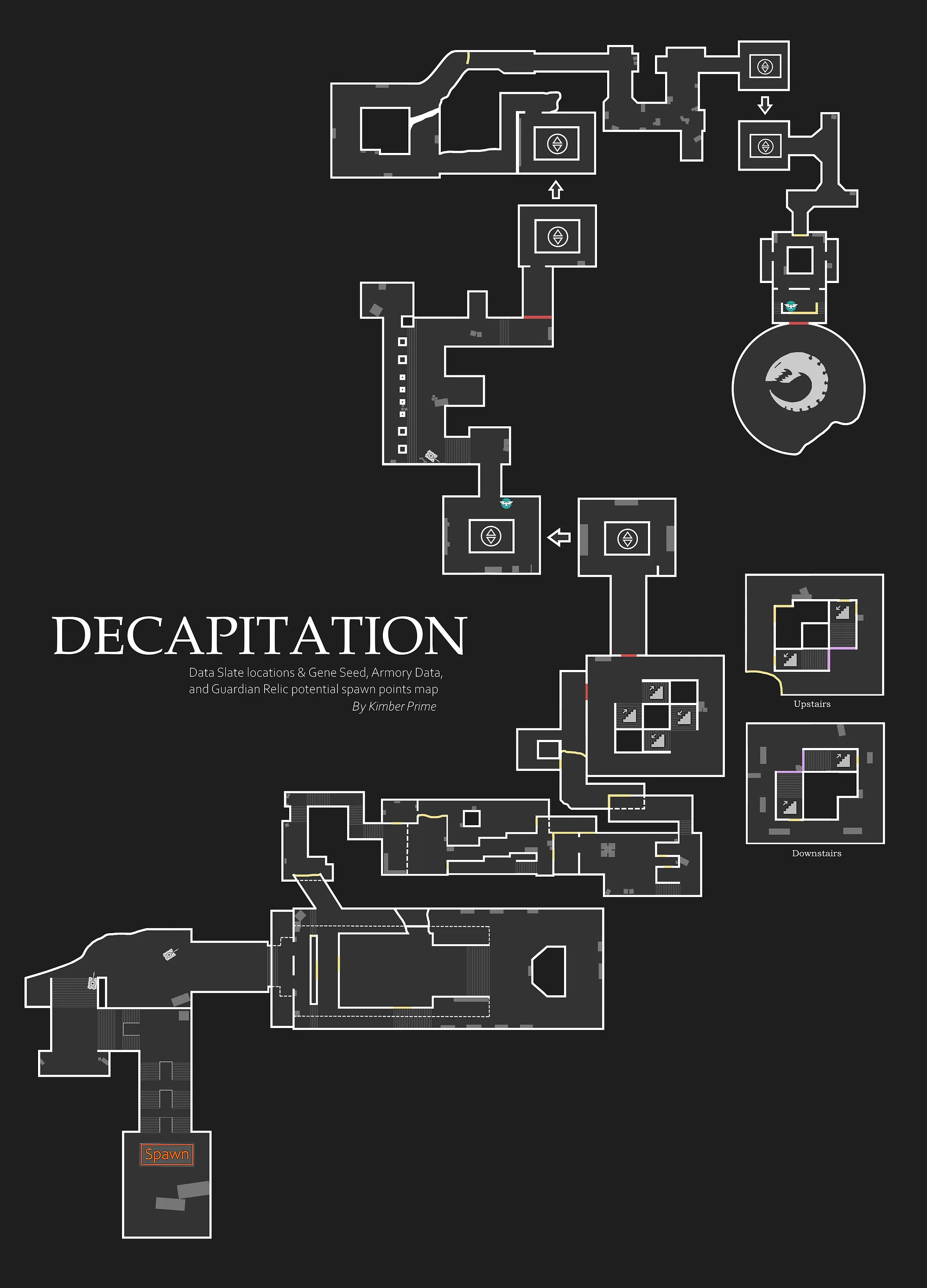 Decapitation tactical map — spawn and item locations