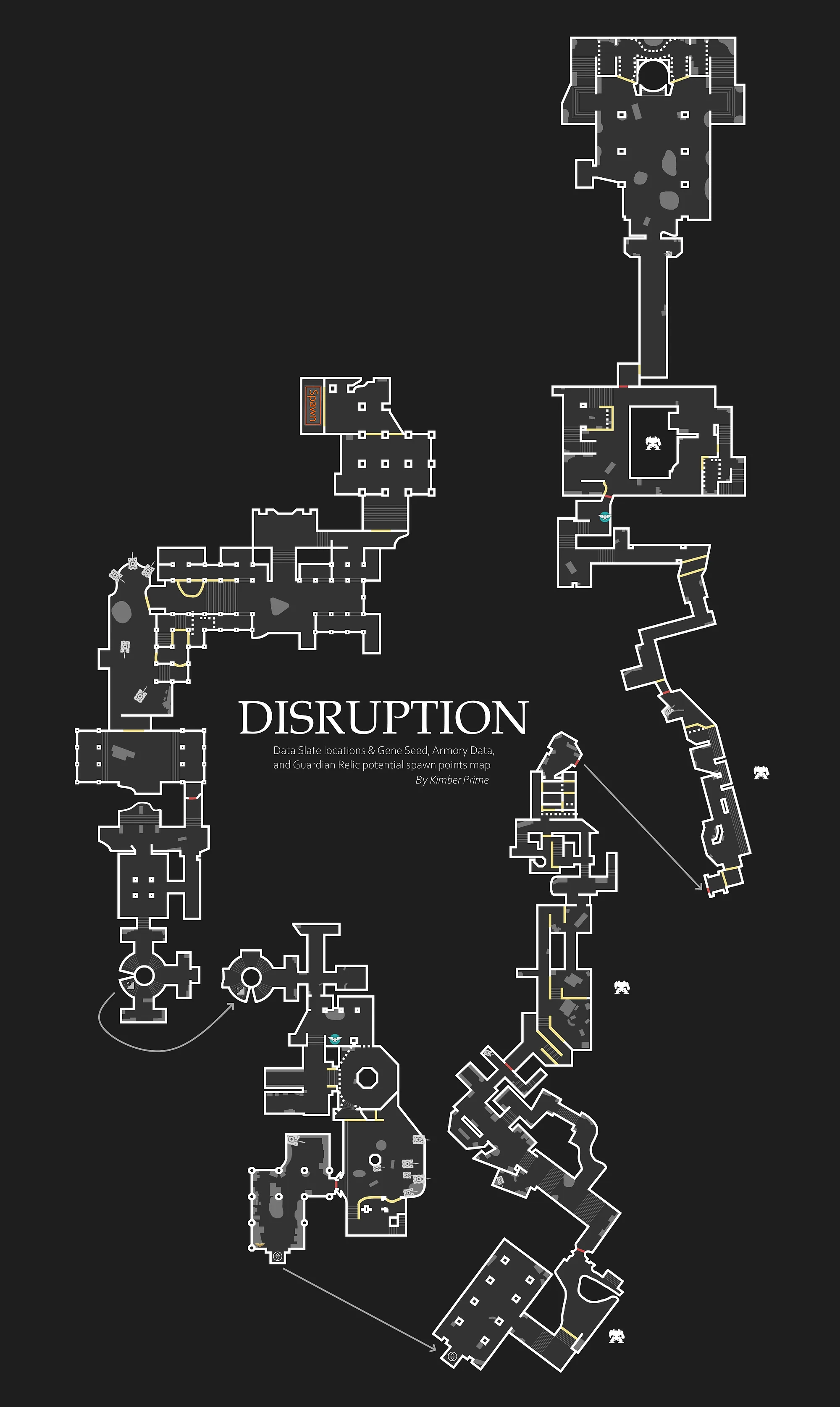 Disruption tactical map — spawn and item locations