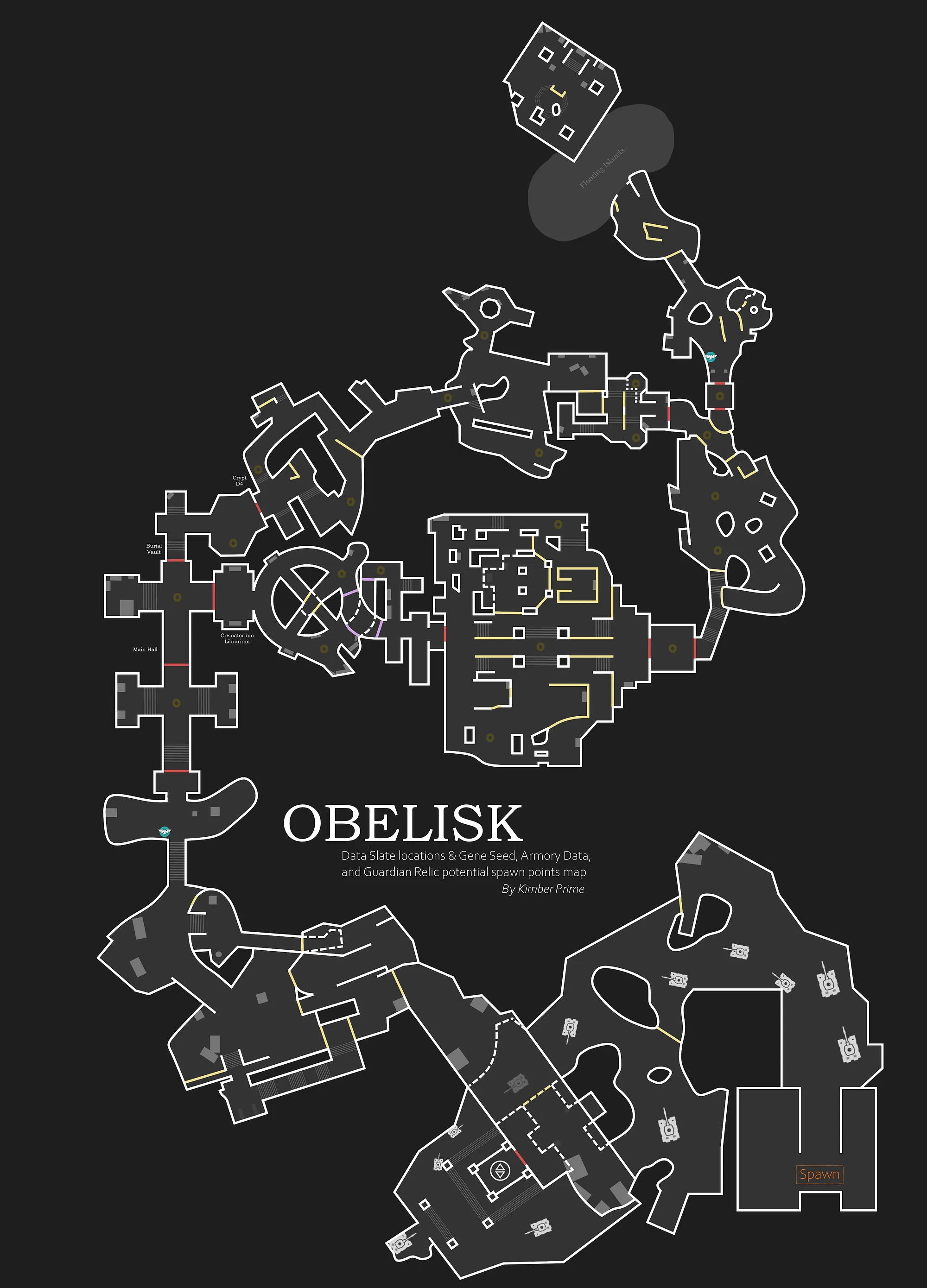 Obelisk tactical map — spawn and item locations