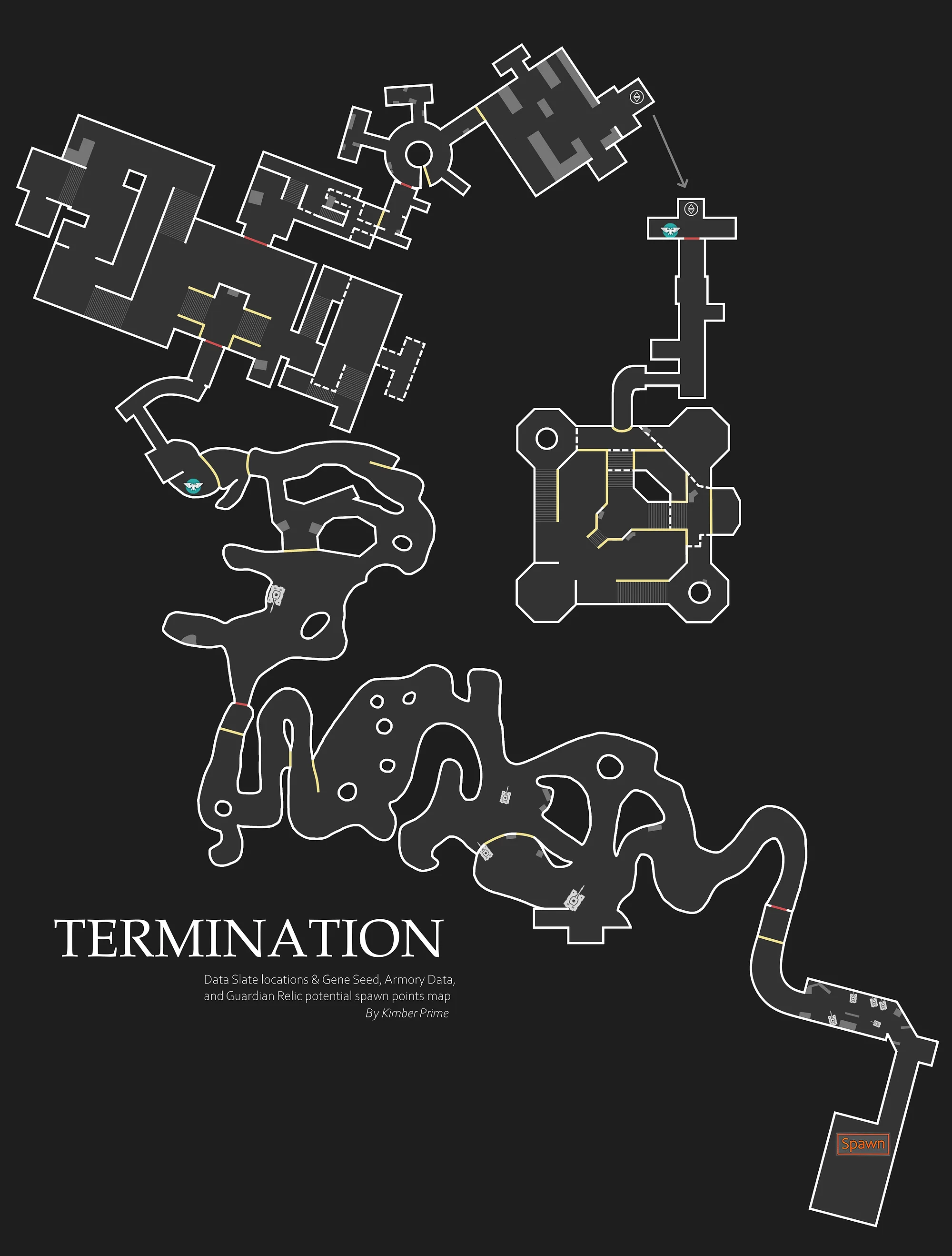 Termination tactical map — spawn and item locations